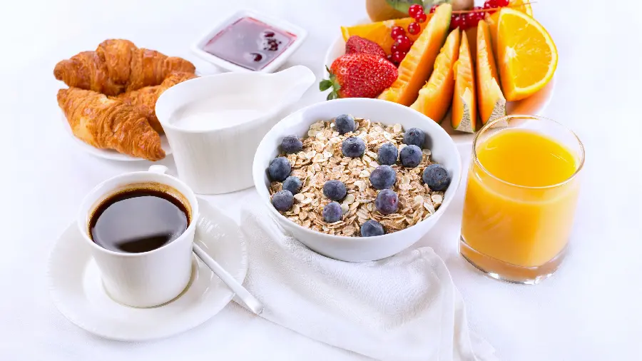 A hearty stock photo of a varied breakfast in excellent quality