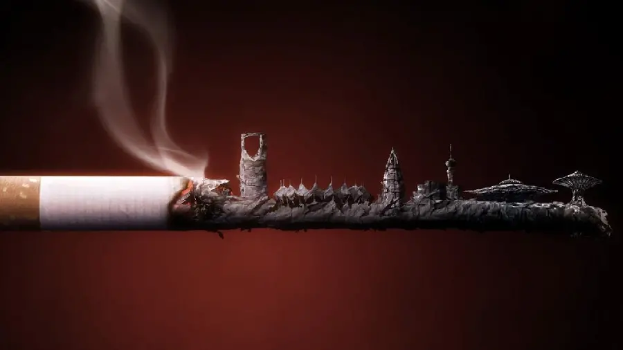 A special concept iPhone wallpaper made of cigarette smoke and burnt traces