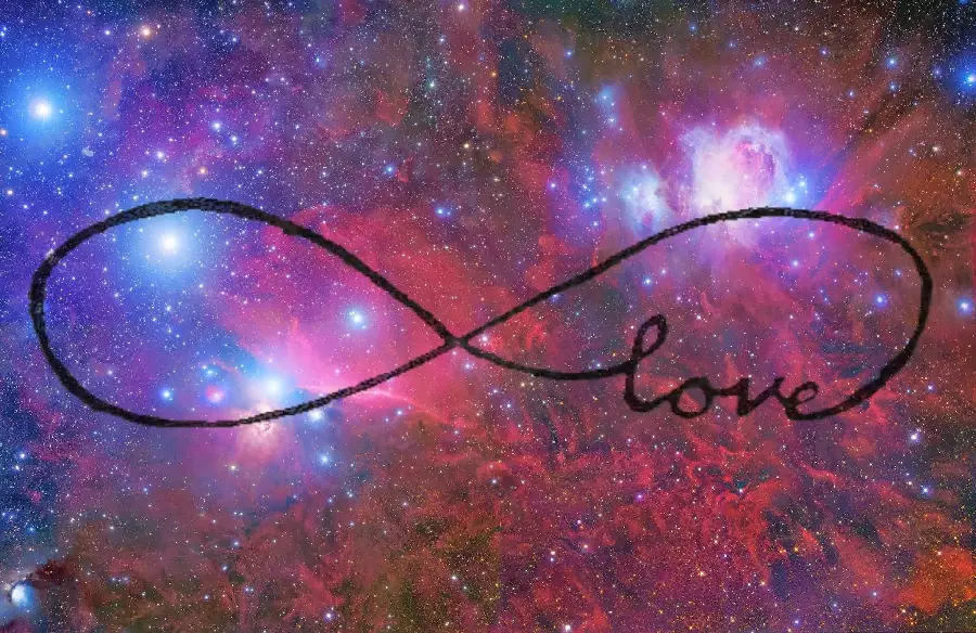 Shining Wallpaper of Infinite Love Logo with Galaxy Background for Apple Phone