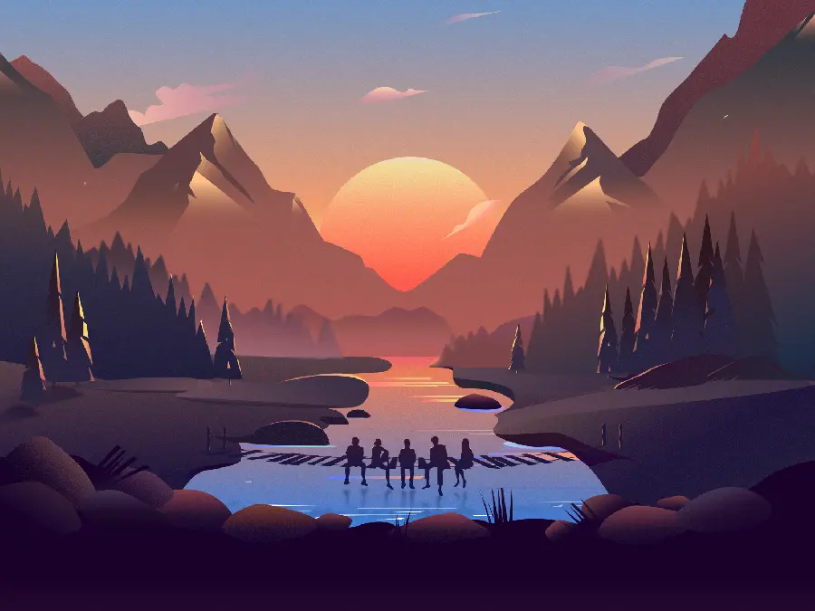 Attractive 3D image of the beautiful nature in the game for the laptop background 