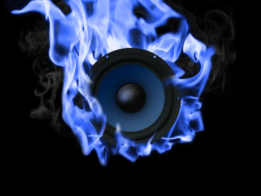 The most mysterious background with a speaker design with a fiery blue theme