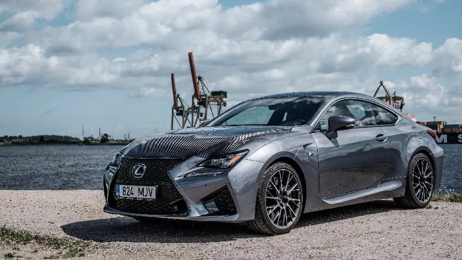 Fantasy image of gray Lexus RC F by the harbor