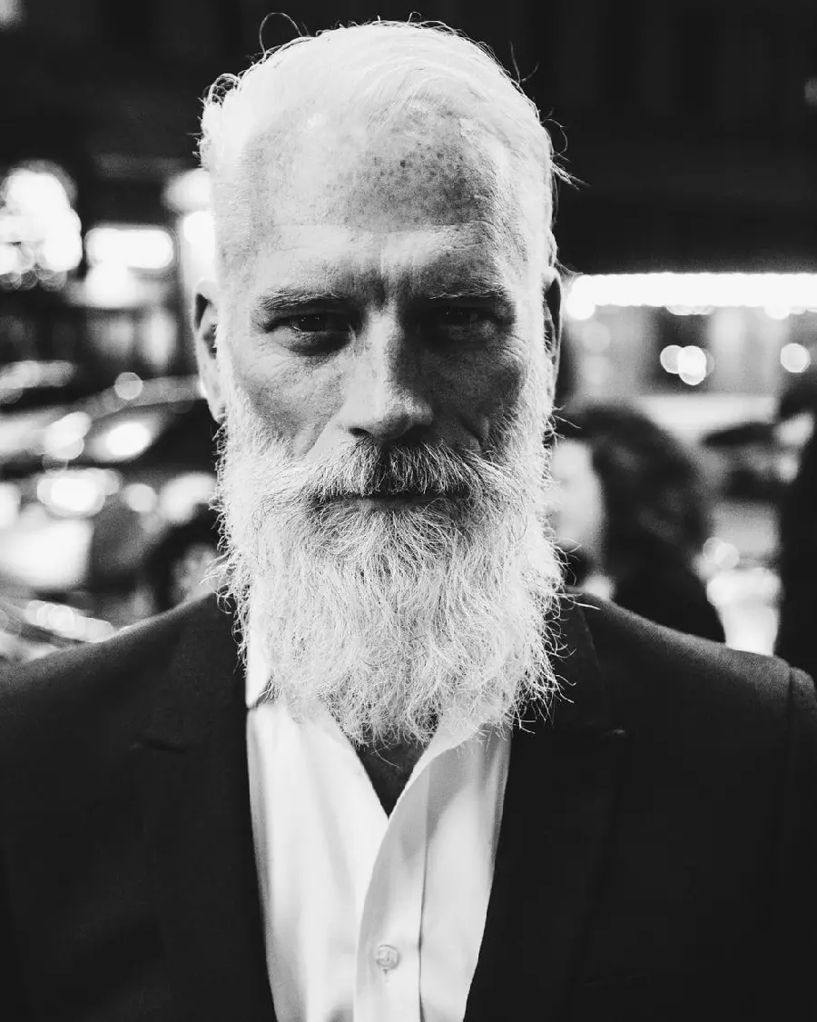 Stylish and very beautiful beard model image with a middle-aged man's pattern