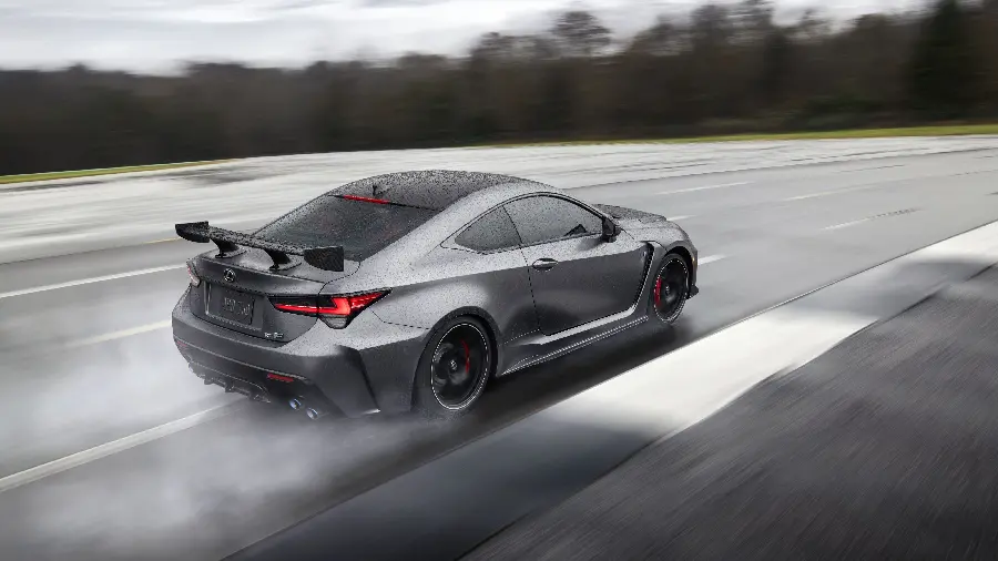 Exciting background of Lexus RC F with high acceleration
