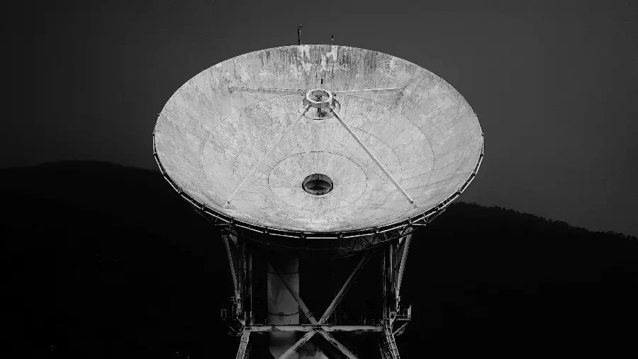 Beautiful black and white background photo of a satellite dish 2022