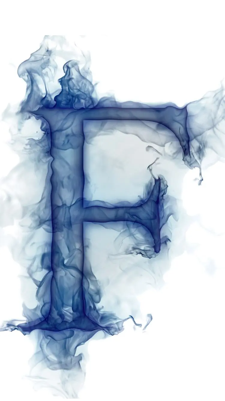 Download the fantasy image of a blue cloud and wind with the letter F in top quality suitable for tablets