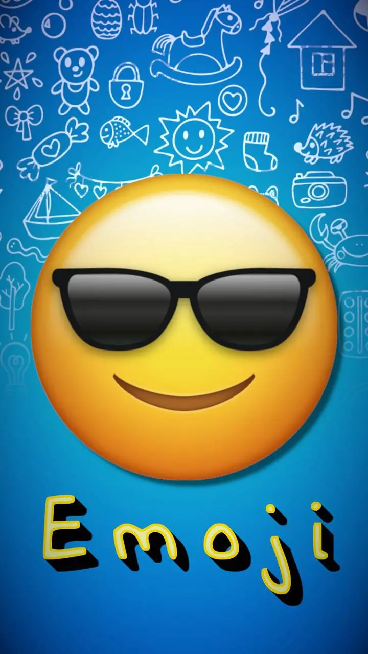 Latest Sunglasses Emoji Wallpaper with Blue Background