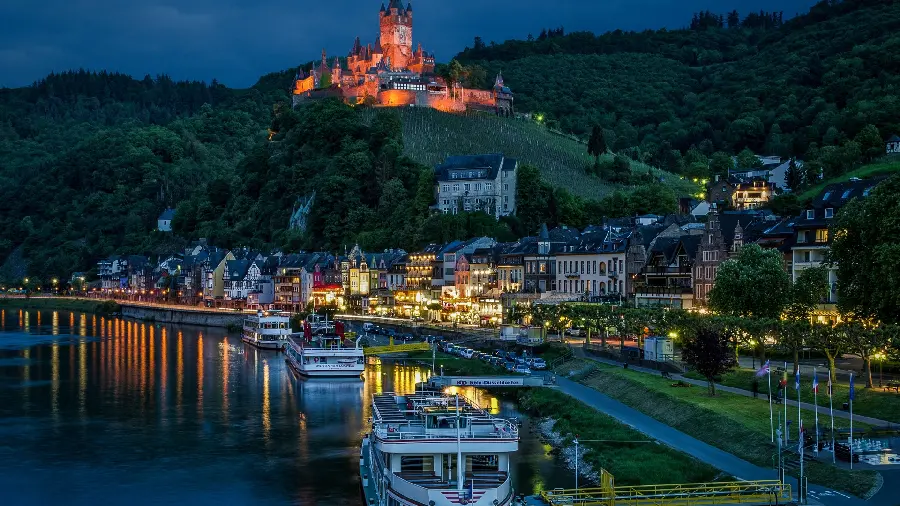 Luxury landscape images of the famous island city with lush nature and cute houses