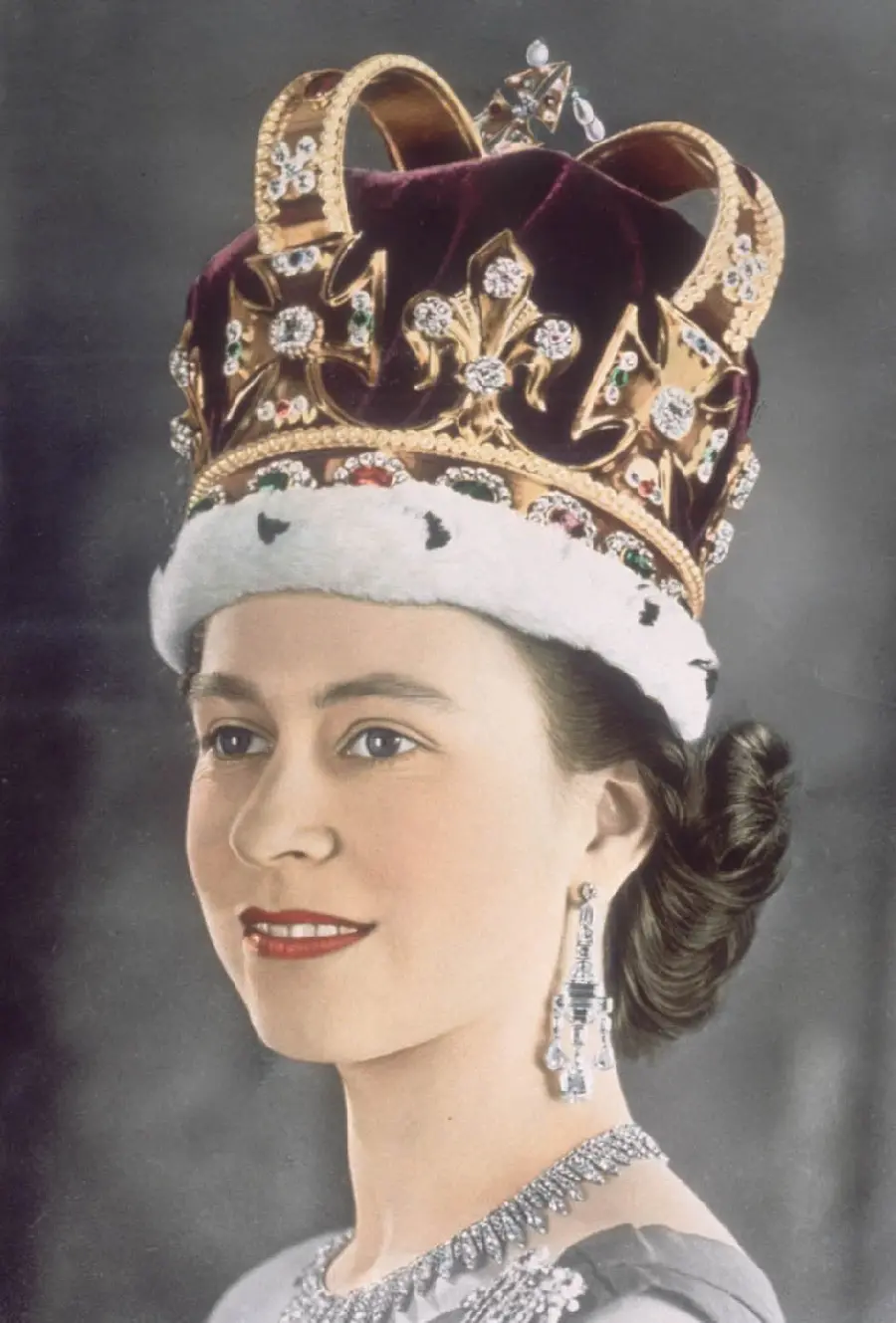 4K view of the beautiful Queen of England in her youth for the story