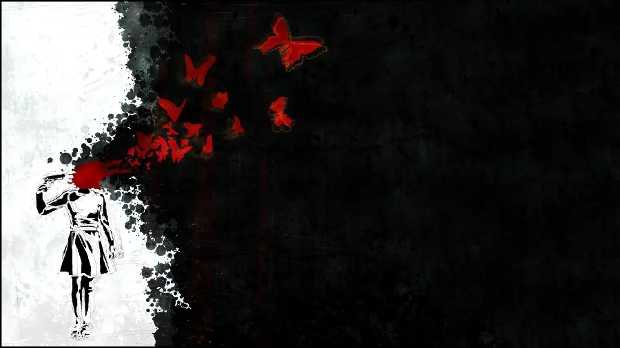 Dark girly background with girl suicide design for desktop