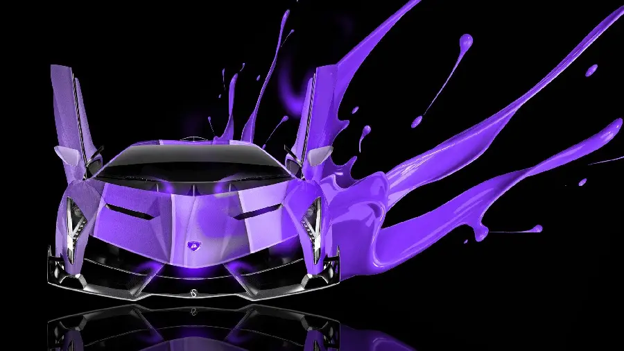 A cool digital photo of a well-made purple Lamborghini with excellent quality