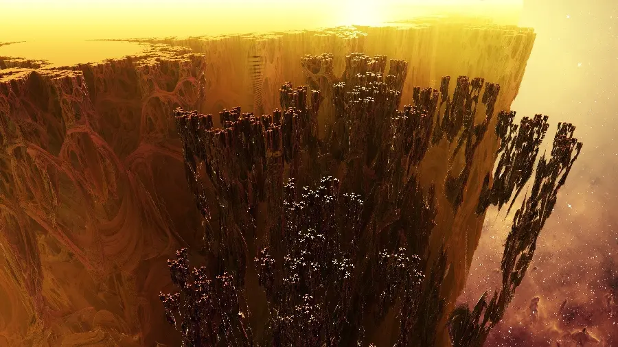 Fantasy image of nature and the photo of the unclear black and yellow landscape