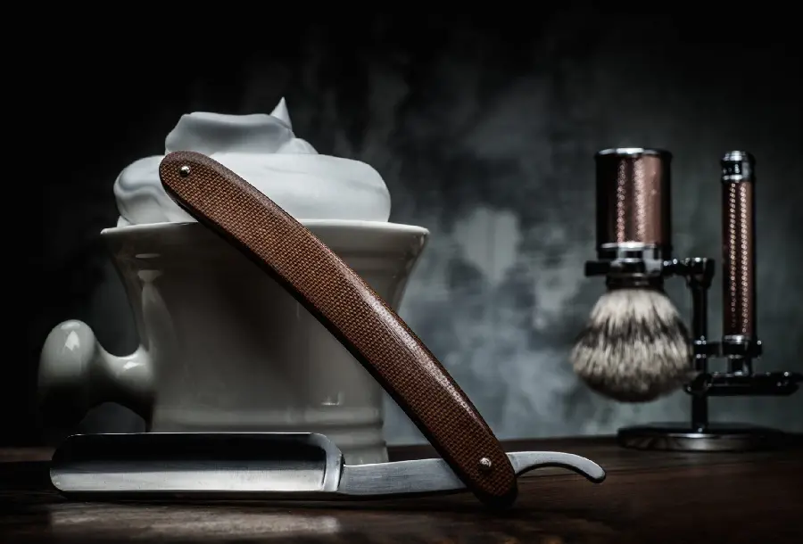 A special and close view of barbershop shaving tools in 8k quality 