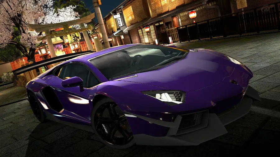 Unique digital photo of matte purple Lamborghini in good quality