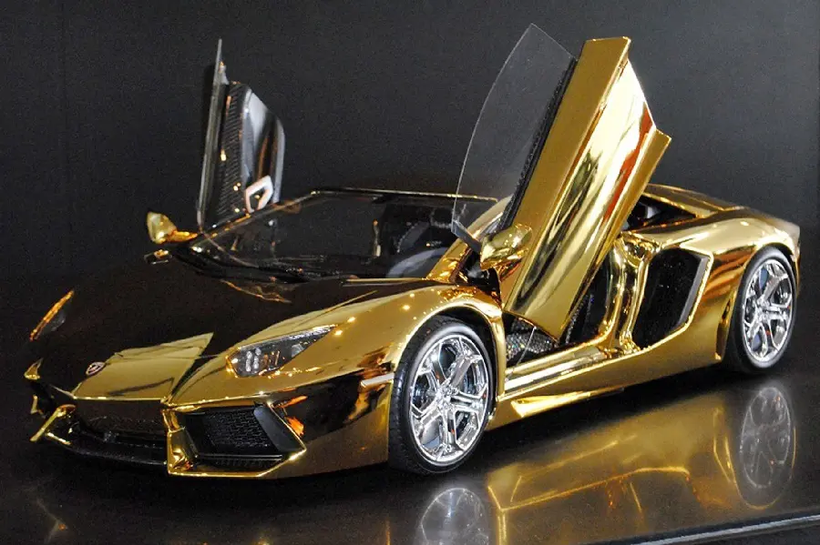 A Masterpiece Stock Photo of a Magnificent Golden Lamborghini Car in HD Quality