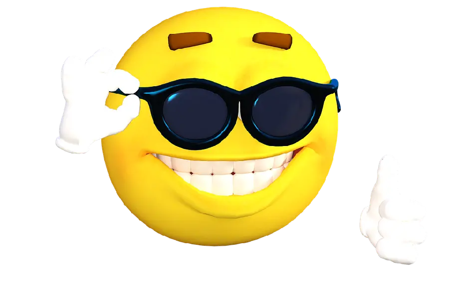 Backgroundless Image of Smiling Emoticon with Sunglasses