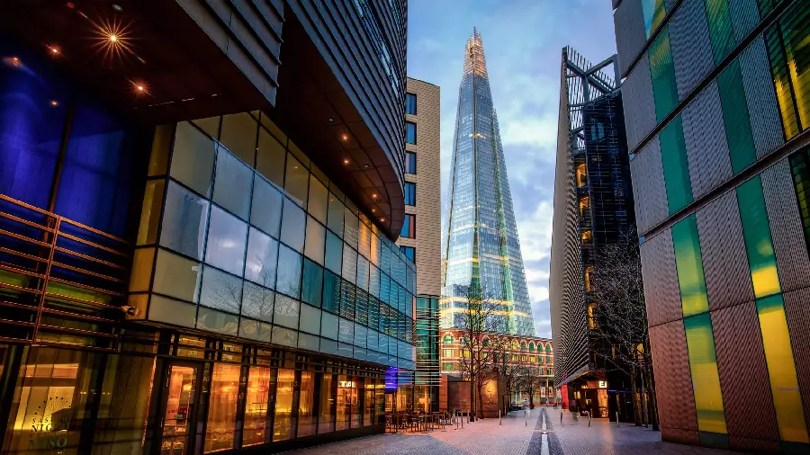 A majestic and stylish vector of beautiful and new modern buildings on a high-quality street