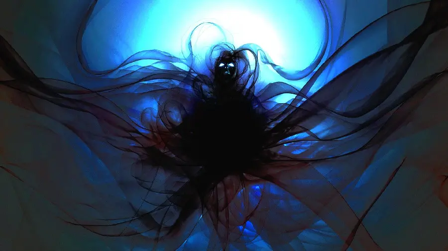 Free download of scary anime with a black and blue theme in full HD quality for laptop and computer wallpapers