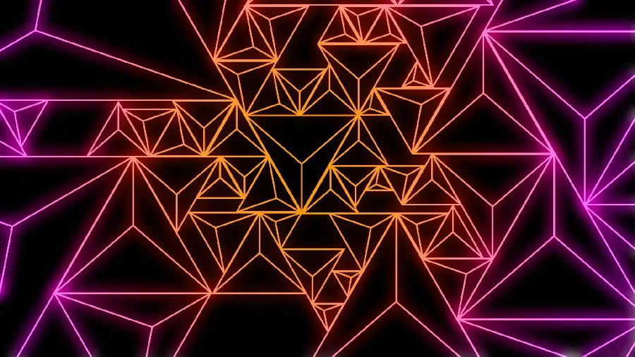 Glowing Abstract Image with Pink and Orange Lines and Black Background 