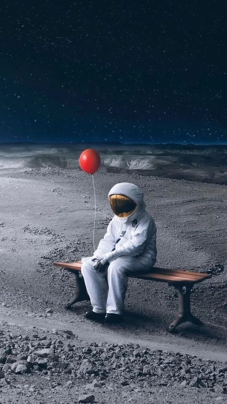 The most viewed photo of a lonely astronaut in love with a red balloon on a distant planet in 8k quality