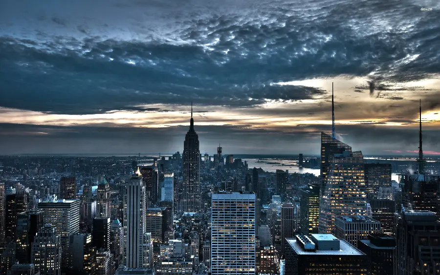 Download black background with cloudy sky from New York City, USA