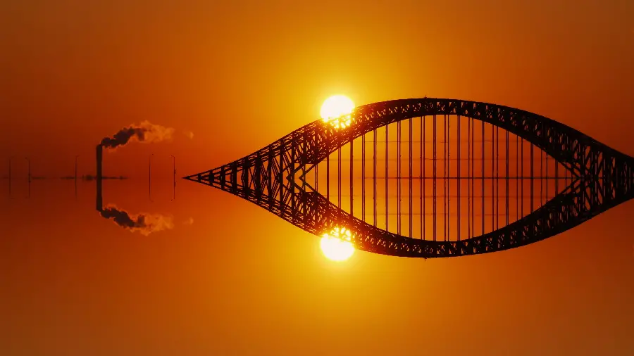 Download the image of the giant bridge at sunset 2022