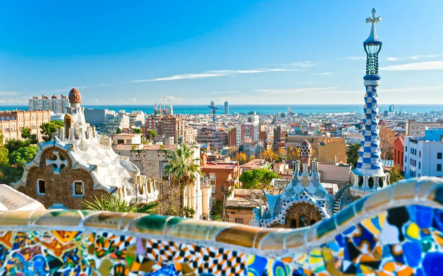 Stock Photo of a Close-up of Beautiful Houses Next to Park Guell Barcelona in HD Quality for Mobile
