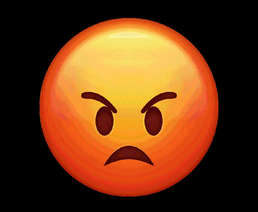 Telegram angry emoji with large dimensions and black background 