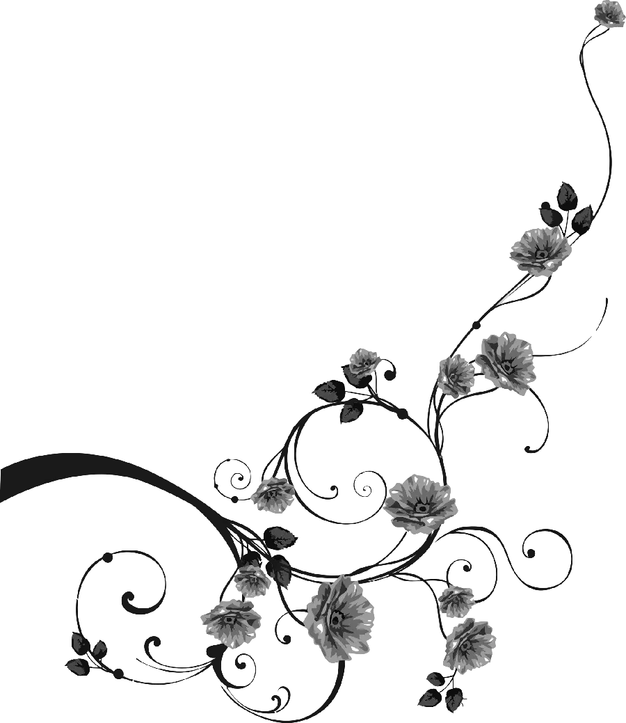 Digital border with black flower design for writing condolence text