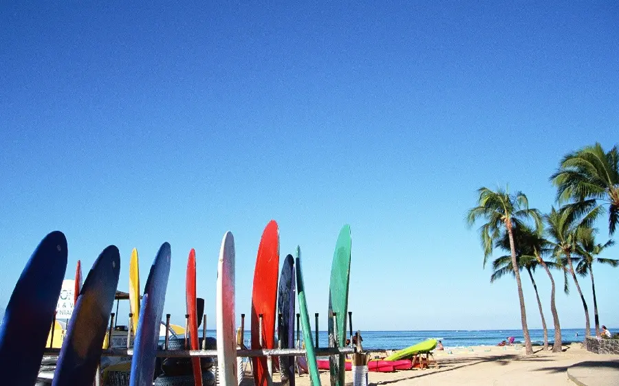 Surfing wallpaper on the beaches of Hawaii