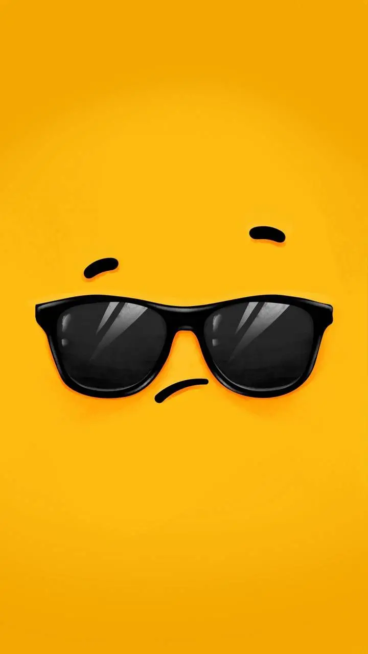 Yellow phone wallpaper with cute sunglasses emoji design