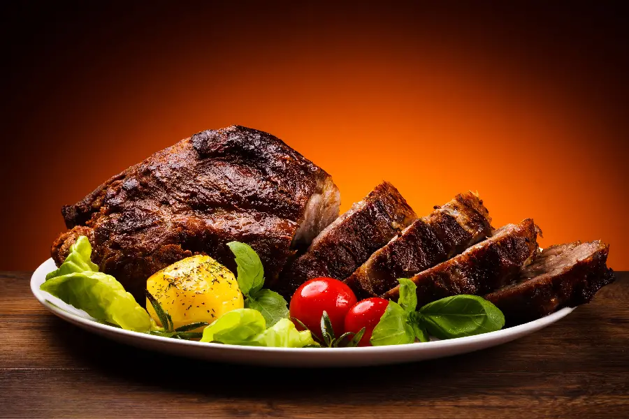 Delicious food photo of steak and vegetables 