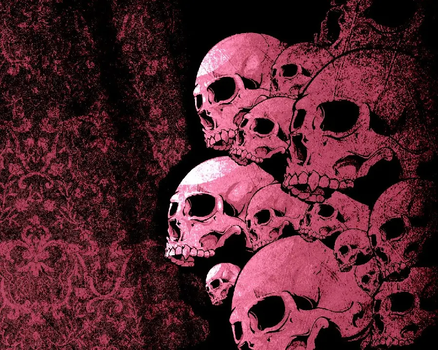 Girly creepy stock photo with pink skulls
