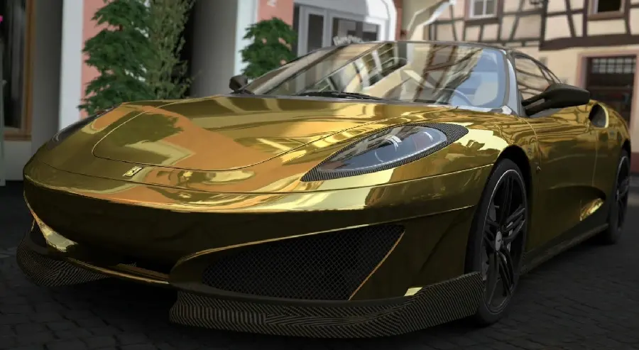The most mysterious golden Ferrari car wallpaper with amazing details