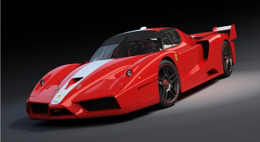 Beautiful front view of a red Ferrari Enzo on a white background suitable for Windows