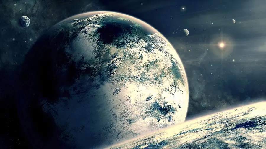 Special wallpaper of the Earth's landscape on another planet