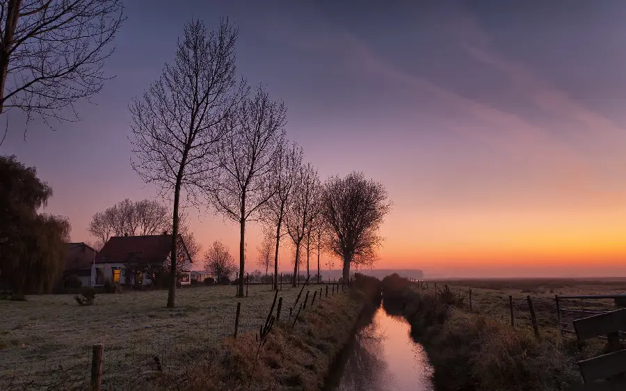 High quality wallpaper of sunset landscape by the river for Widescreen