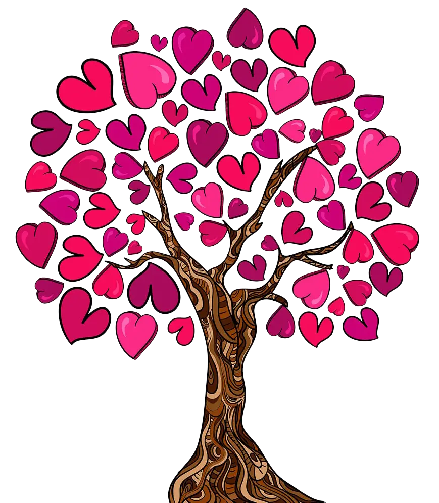 Teleported Image of a Tree with a Beautiful Pink Heart Leaf