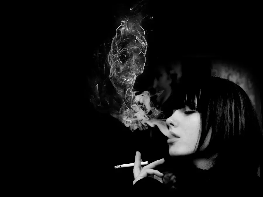 Girl's profile photo for Instagram with a lot of cigarette smoke