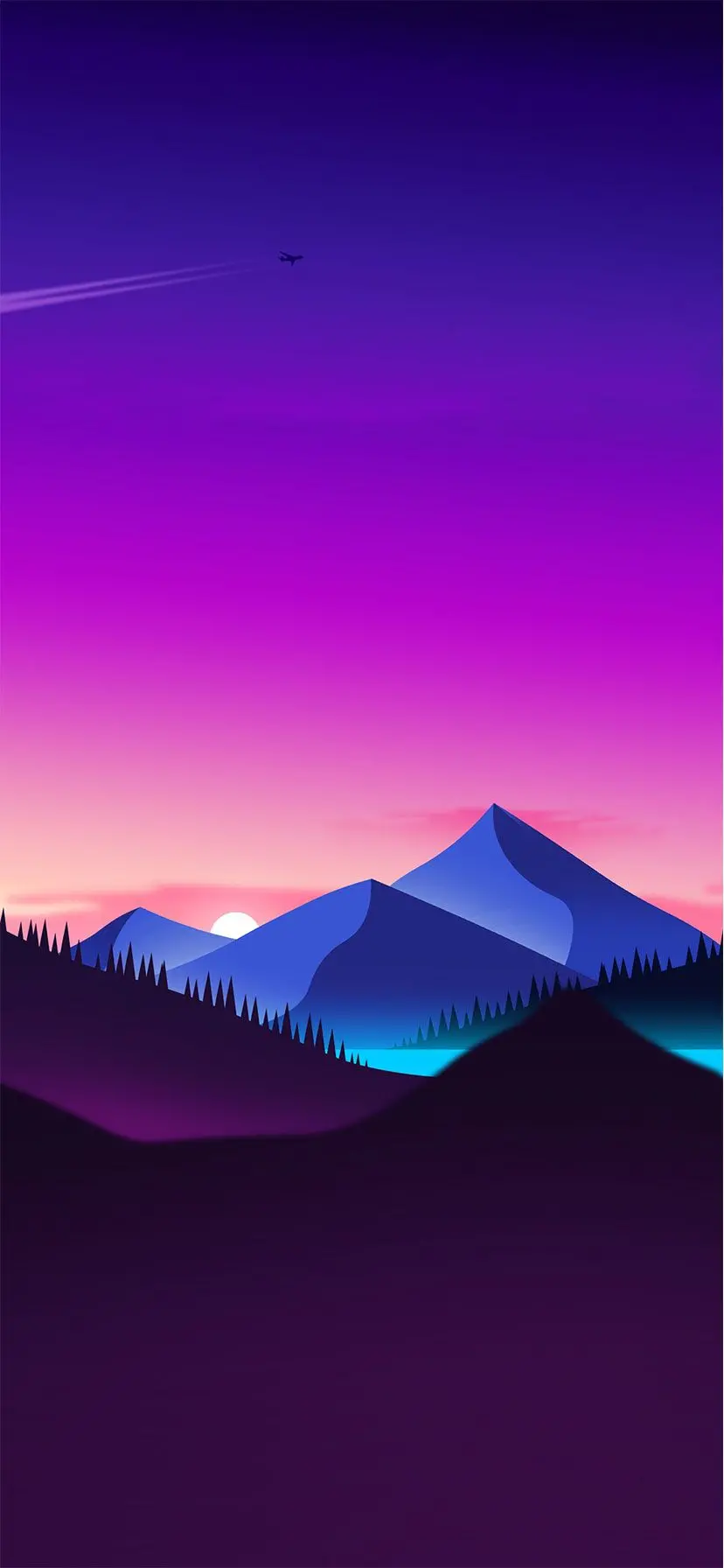 Download fantasy image with HD quality of the nature of the blue mountains and plains suitable for Samsung Android phones