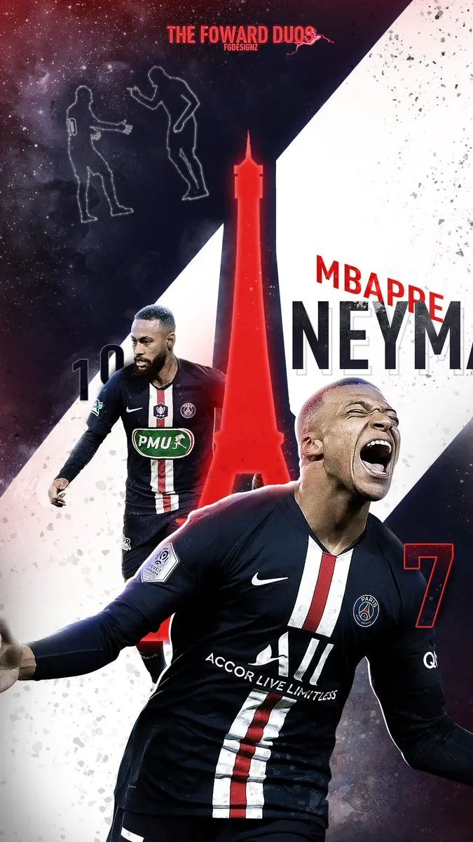 Download the eye-catching poster of Neymar as Mbappe screams with joy