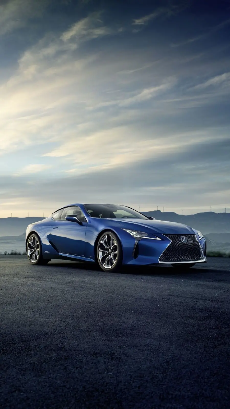 Lovely Poster of Blue Lexus LC 500 with Cloudy Sky