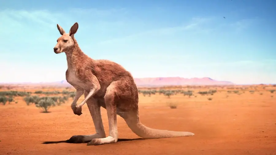 Wallpaper of a kangaroo alone in the desert under the sunlight suitable for Windows