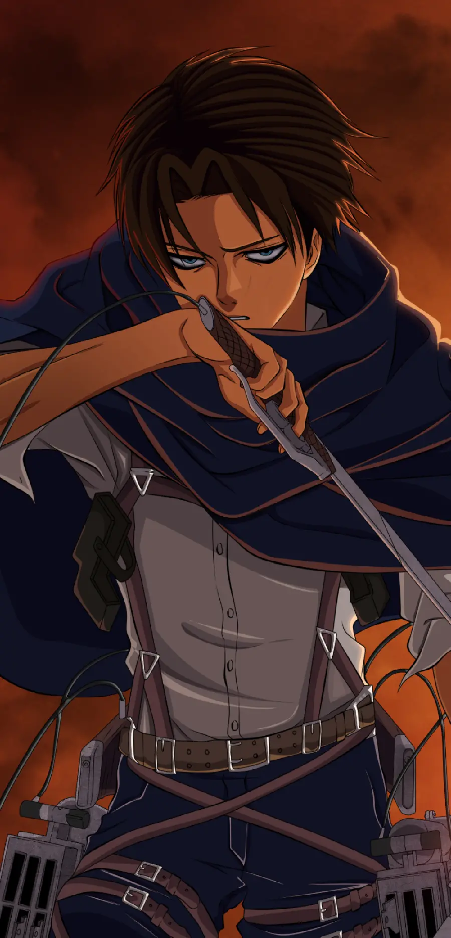 Masterpiece wallpaper of Captain Levi in ​​the popular anime Attack on Titan 