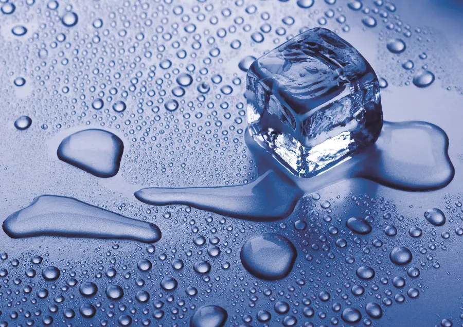 Artistic and detailed image of a melting piece of ice with extraordinary 8K quality
