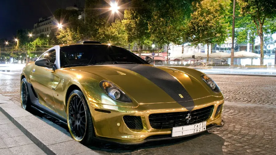 The latest golden Ferrari background in Full HD quality for laptops and computers
