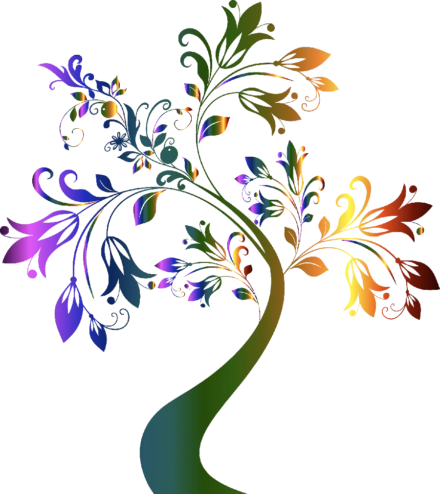 Full HD photo without background with a colorful and shiny tree design