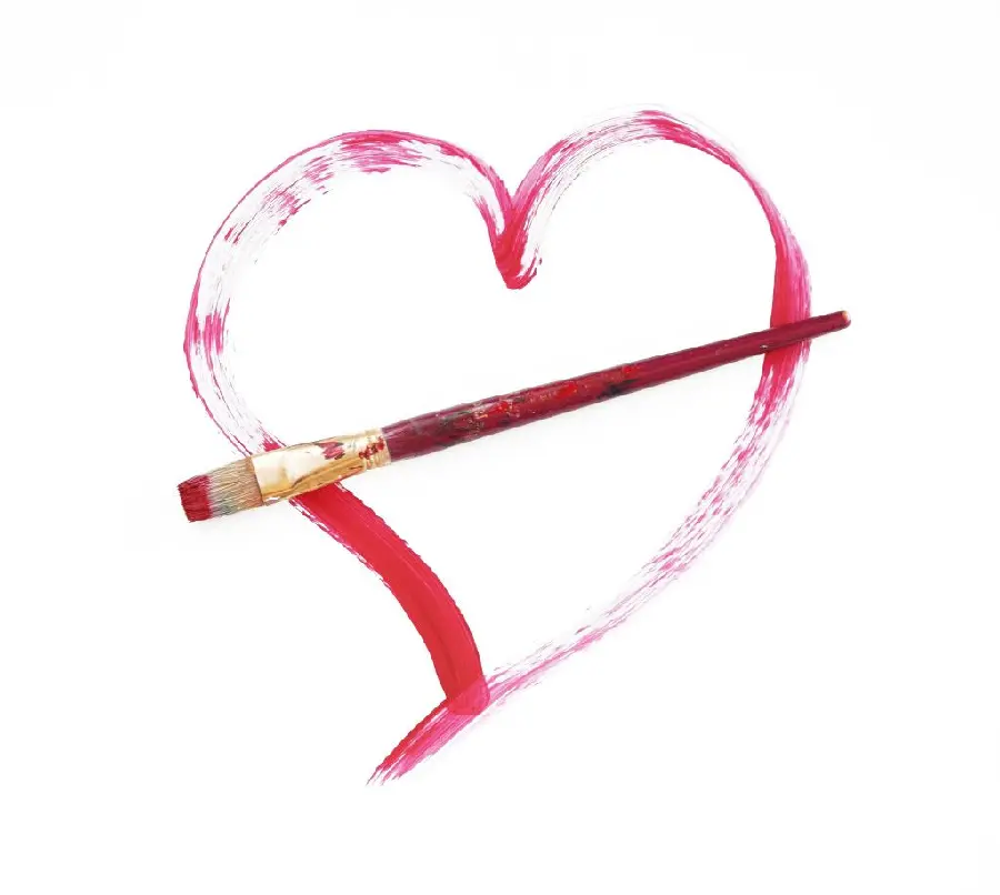 Simple and stylish drawing with a red heart design on a white background for the profile