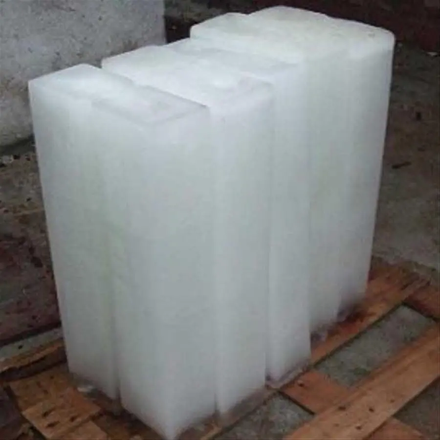 Download interesting image of large ice cubes on a wooden surface