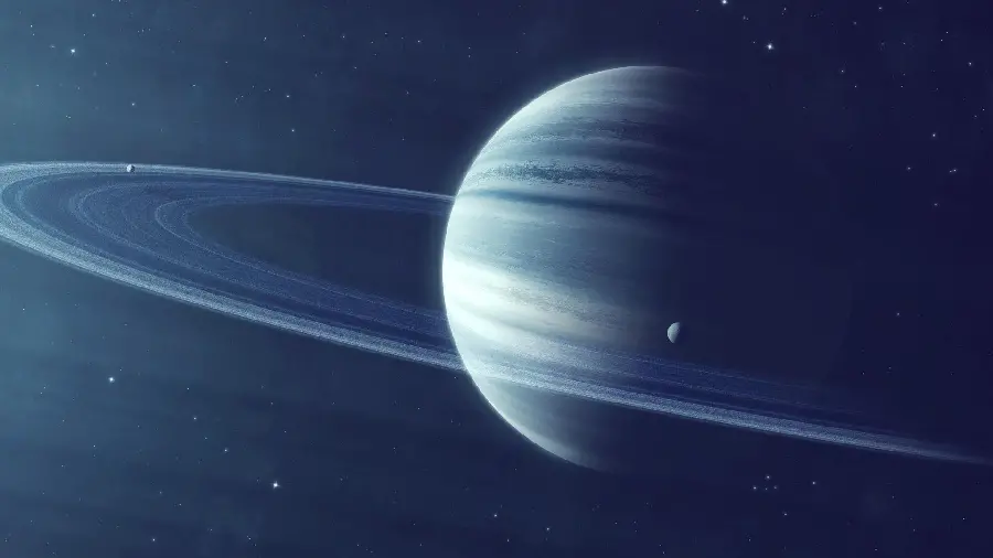 Download the best graphic image of Saturn with a blue and gray color theme 